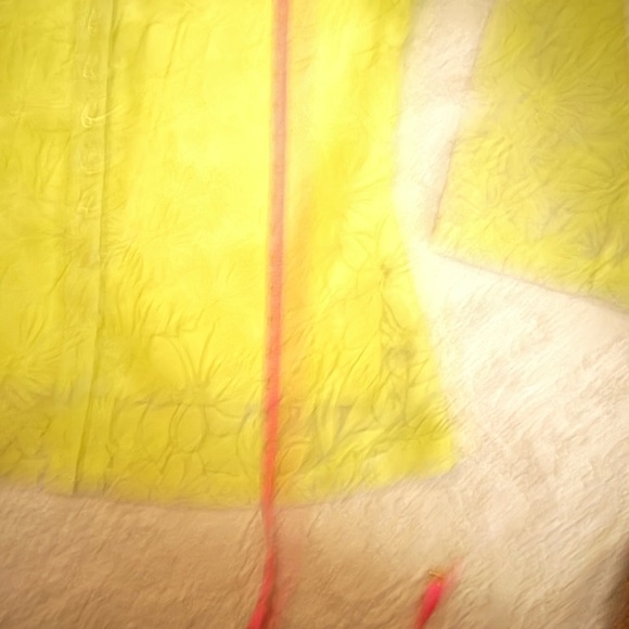 Chico’s Lime Green Sheer Floral Button Front Blouse Size 2 Removable Tank - Picture 5 of 6